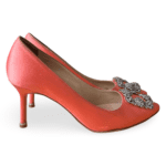 Manolo Blahnik Peach Satin Hangisi Pumps – Size 39 - Image 4