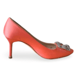 Manolo Blahnik Peach Satin Hangisi Pumps – Size 39 - Image 6