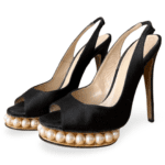 Nicholas Kirkwood Black Satin Peep Toe Slingback Pumps – Size 38