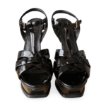Saint Laurent Tribute Black Patent Leather Platform Sandals – Size 38 - Image 2