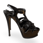 Saint Laurent Tribute Black Patent Leather Platform Sandals – Size 38 - Image 4
