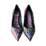 Balenciaga Black Leather Graffiti Print Pointed Toe Pumps – Size 36 - Image 2