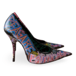 Balenciaga Black Leather Graffiti Print Pointed Toe Pumps – Size 36 - Image 4