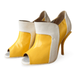 Fendi Yellow Patent and White Leather Peep-Toe Booties – Size 37
