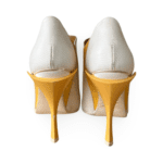 Fendi Yellow Patent and White Leather Peep-Toe Booties – Size 37 - Image 7