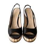 Nicholas Kirkwood Black Satin Peep Toe Slingback Pumps – Size 38 - Image 2