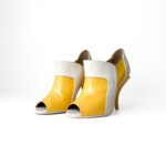 Fendi Yellow Patent and White Leather Peep-Toe Booties – Size 37