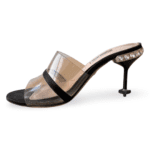 Miu Miu Black/Transparent PVC and Satin Slide Sandals – Size 37.5 - Image 4
