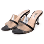 Miu Miu Black/Transparent PVC and Satin Slide Sandals – Size 37.5