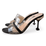 Miu Miu Black/Transparent PVC and Satin Slide Sandals – Size 37.5 - Image 2