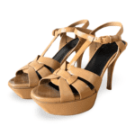 Saint Laurent Tribute Platform Sandals Beige Leather – Size 38