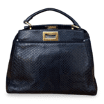 Fendi Mini Peekaboo Top Handle Bag – Dark Blue Python - Image 2