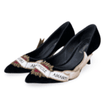 Dolce & Gabbana Black Velvet Sacred Heart Armanti Embroidered Lori Pumps – Size 38.5