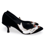 Dolce & Gabbana Black Velvet Sacred Heart Armanti Embroidered Lori Pumps – Size 38.5 - Image 3