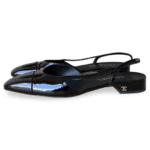 Chanel Black Patent Cap Toe Slingback Sandals – Size 41.5C - Image 2