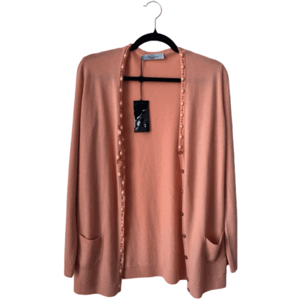 Blumarine Peach Beaded Embellished 100% Cashmere Cardigan – Size IT 42 / DE 36