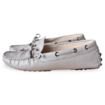 TOD’S Gommino Lizard-Effect Leather Loafers Gray – Size 37 - Image 3