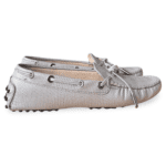 TOD’S Gommino Lizard-Effect Leather Loafers Gray – Size 37 - Image 4
