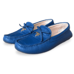 Prada Blue Leather Bow Slip-On Loafers – Size 37