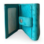 KP New York Inc. Blue-Green Ostrich Leather Wallet - Image 3