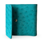 KP New York Inc. Blue-Green Ostrich Leather Wallet - Image 2