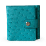 KP New York Inc. Blue-Green Ostrich Leather Wallet