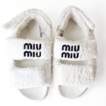 Miu Miu Double Velcro Closure Terry Sandals White - Size 37 - Image 5