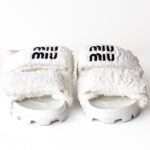 Miu Miu Double Velcro Closure Terry Sandals White - Size 37 - Image 4