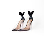 Aquazzura Bow Tie Plexi Pump 105 – Black, Size 37