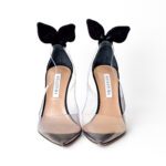 Aquazzura Bow Tie Plexi Pump 105 – Black, Size 37 - Image 4