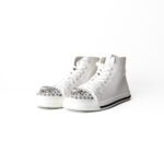 Miu Miu White Crystal Embellished Cotton Gabardine Booties Size 36