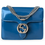 Gucci Small Interlocking GG Shoulder Bag – Blue Patent Leather
