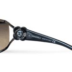 Chanel Black Frame Crystal Camellia Flower CC Logo Sunglasses – Model 4164-B - Image 4