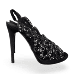 Roberto Cavalli Black Suede Crystal-Embellished Slingback Sandals – Size 39.5 - Image 4