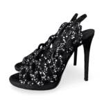 Roberto Cavalli Black Suede Crystal-Embellished Slingback Sandals – Size 39.5 - Image 3