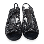 Roberto Cavalli Black Suede Crystal-Embellished Slingback Sandals – Size 39.5 - Image 2