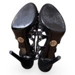 Roberto Cavalli Black Suede Crystal-Embellished Slingback Sandals – Size 39.5 - Image 8