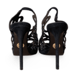 Roberto Cavalli Black Suede Crystal-Embellished Slingback Sandals – Size 39.5 - Image 7