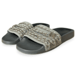 Chanel Tropiconic Chain Detail Khaki Green Flat Slide Sandals – Size 40