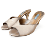 Prada Gold Saffiano Leather Slide Sandals – Size 38.5