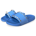 Valentino Garavani Rockstud Light Blue Rubber Slides – Size 38