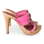 Christian Dior CD Wooden Mules – Pink Leather, Size 38 - Image 3