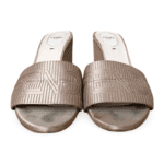 Fendi 90mm Beige Satin Logo-Embroidered Block Heel Slides – Size 40 - Image 2