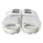 Miu Miu Double Velcro Closure Terry Sandals White - Size 37 - Image 2