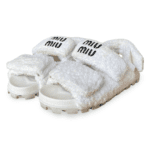 Miu Miu Double Velcro Closure Terry Sandals White - Size 37