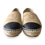 Chanel CC  Beige/Black Espadrille Flats – Size 39 - Image 2