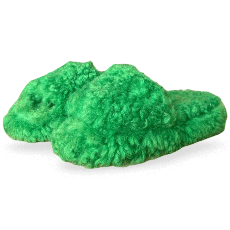 Bottega Veneta Teddy Shearling Green Fur Slides – Size 35