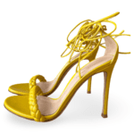 Gianvito Rossi Leomi 100mm Lace-Up Sandals Yellow, Size 37