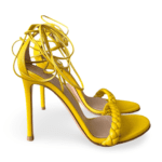 Gianvito Rossi Leomi 100mm Lace-Up Sandals Yellow, Size 37