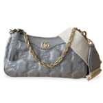 Gucci GG Small Matelassé Leather Shoulder Bag – Dusty Grey/Natural
